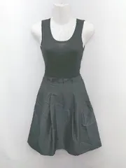 ◇ Apuweiser riche アプワイザー リッシェ 切替 ノースリーブ 膝丈 フレア ワンピース サイズ1 ブラック レディース P  【1308240019929】