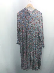 ◇ La-gemme ノーカラー オーバーサイズ カジュアル かわいい 長袖 ロング丈 ワンピース 表記なし ブルー レディース E  【1308290001349】