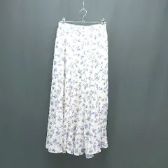 ◇ JEANASIS フェミニン ウエストゴム 花柄 シフォン ロング丈 フレア スカート サイズF ブルー/ホワイト レディース E  【1308290001738】