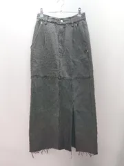 ◇ mystic フロントファスナー フロントスリット フェミニン ロング丈 フレア スカート サイズ1 ブラック レディース E  【1308290001516】