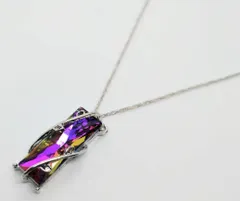 長方形　オーロラ　クリスタル　スクエア　ネックレス　ロック　パンク　ロリータ　ゴスロリ