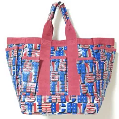 Y2Kファッションに◎【HYSTERIC GLAMOUR】ヒステリックグラマー ビニールトートバッグ アメリカ国旗 y2k 平成レトロ ロゴ総柄 希少 マジックテープ 外ポケット ポップ 可愛い レッド ブルー サイズ25×26×17/M40756jF