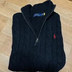ポロ新モデル ケーブルニット ハーフジップ ブラック Lサイズ