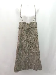 ◇ ◎ Discoat チェック柄 バックウエストゴム フロントボタン ロング タイト スカート サイズF ブラウン レディース E  【1308290002742】