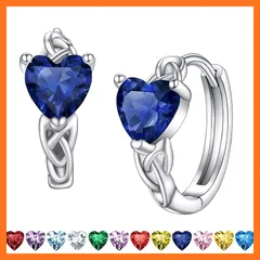 【新品】 Bestyle ピアス レディース フープピアス 誕生石 シルバー925 金属アレルギー対応 つけっぱなし リング ジルコニア ハート 中折れ 小ぶり 透かし唐草 シンプル 可愛い 小さめ ジュエリー 日常 通勤用 誕生日 9月 1