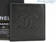 【レア外超美品】シャネル　CHANEL　ヴィンテージ　ココマーク　キャビアスキン　二つ折り財布　コンパクト財布　ブラック　グレインドカーフスキン　A13507