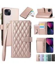 ★For iPhone 13 / iphone14 ケース 手帳型 iPhone13 ケース 手帳型 アイフォン14 スマホケース iphone 14 ショルダー 財布型 アイホン14 カード収納 スマホカバー アイフォン13 スタンド機能　ゴールデンピンク