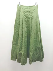◇ coen コーエン バックジップ シンプル オシャレ カジュアル ロング丈 フレア スカート サイズM グリーン レディース E  【1308290006740】