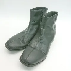 ■ oriental traffic スクエアトゥ サイドファスナー カジュアル フラット ショート ブーツ サイズL ブラック レディース E  【1308290007716】