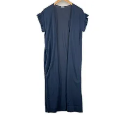 美品 Haupia ハウピア 無地 春夏 SS カーディガン ポリエステル ネイビー レディース 38【古着】【中古】【送料無料】