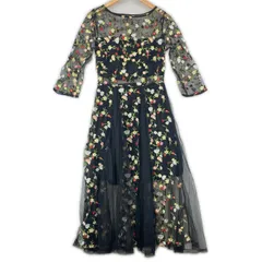 ノーブランド  花柄・ボタニカル 春夏 SS ワンピース ブラック レディース L【古着】【中古】【送料無料】