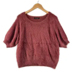 美品 COCO DEAL ココディール 無地 春夏 SS 半袖ニット ナイロン ワインレッド レディース 2【古着】【中古】【送料無料】