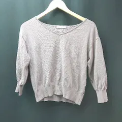 ◇ proportion body dressing Vネック セーター プルオーバー 七分袖 ニット サイズFREE パープル レディース E  【1308290009192】
