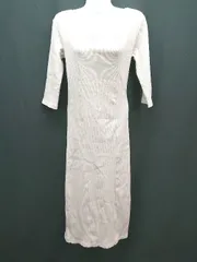 ◇ fray i.d リブ スクエアネック バックリボン ガーリー 七分袖 ロング丈 ワンピース サイズONE ピンク レディース E  【1308290009956】