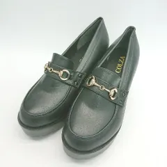 ◇ colza ローファー スタイルアップ ビットモチーフ ゴールド ガーリー シューズ サイズM ブラック レディース E  【1308290009833】