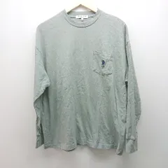 ◇ u.s.polo assn. クルーネック 胸ポケット 刺繡ロゴ カジュアル ベーシック 長袖 Ｔシャツ サイズM ブルー メンズ E  【1308290009666】