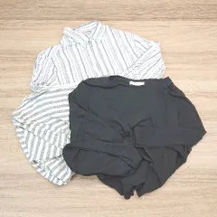 ◇ 《 AMERICAN HOLIC まとめ売り3点セット M/L/Fサイズ シンプル 無地 ストライプ柄 シャツ Tシャツ レディース 》 E  【1308290012307】