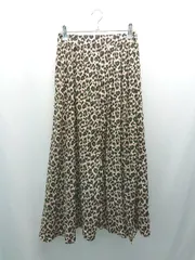 ◇ archives ウエストゴム 柄もの ヒョウ柄 ひざ丈 フレア スカート 表記なし ホワイト/ブラック/ブラウン レディース E  【1308290011942】