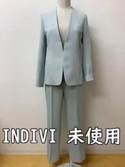 インディヴィ (INDIVI) タグ付き未使用 定価37950円 淡いミント色 パンツスーツ サイズ上下とも38