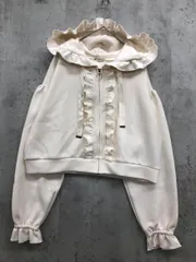 axes femme アクシーズファム フリル クロップド丈 ジップアップ パーカー sizeF/白 ■■ レディース