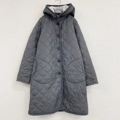 LAVENHAM　ラベンハム　ロングコート　キルティング　フード　ポリエステル　グレー　イギリス製　レディース　36　a01160