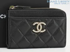 【激レア新古品】シャネル　CHANEL　マトラッセ　ココマーク　ストラス　キャビアスキン　ジップカードケース　フラグメントケース　 カードケース　コインケース　コンパクト財布　ブラック　AP4558