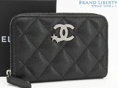 【新古品】シャネル　CHANEL　マトラッセ　ココマーク　キャビアスキン　ストラス　コインパース　コインケース　カードケース　小銭入れ　コンパクト財布　星　スター　ブラック シルバー金具　グレインドカーフスキン  ラインストーン　AP3728