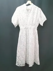 ◇ merlot plus メルロープリュス 花柄 レース キレイめ 半袖 ロング丈 ワンピース 表記なし ホワイト レディース E  【1308290015315】のサムネイル
