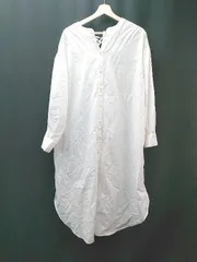◇ ◎ Ambre Neige シャツ フロントボタン バックリボン 長袖 ロング丈 ワンピース サイズF ホワイト レディース E  【1308290015032】