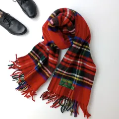 TWEEDMILL ツイードミル 大判 ストール チェック 柄 マフラー ウール 毛 100％ レッド 赤(100K＋8386)25F
