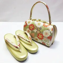 成人式 草履 バッグ セット和装用 金地 花柄 フォーマル 礼装用  上品 華やか 結婚式 卒業式 七五三 お宮参り E486Z