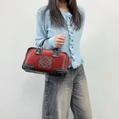 【中古】LOEWE ロエベ アナグラム アマソナ28 ハンドバッグ レッド スエード ヴィンテージ レディース【中古美品】HIBUOCHI VINTAGE