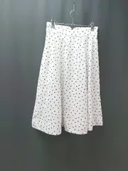 ◇ MISCH MASCH ミッシュマッシュ リバーシブル キレイめ ひざ丈 フレア スカート サイズS ホワイト レディース E  【1308290015674】