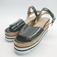 ◇ GRL グレイル 厚底 アンクルストラップ オープントゥ サンダル サイズ24.0 ブラック/ホワイト レディース E  【1308290018330】