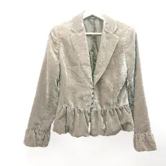 ◇ COMME CA ISM コムサイズム 裾・袖フリル フロントボタン 裏地あり 長袖 ジャケット サイズL ブラウン レディース E  【1308290018088】