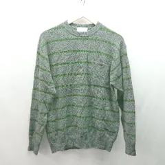 ◇ Sonny Label URBAN RESEARCH ラウンドネック ボーダー柄 長袖 ニット サイズM グレー/グリーン レディース E  【1308290017531】