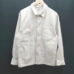 ◇ UNIQLO ユニクロ フロントボタン 胸ポケット カジュアル シンプル 長袖 シャツジャケット サイズM ホワイト メンズ E  【1308290020050】