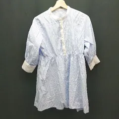 ◇ INGNI イング ストライプ柄 フロントボタン 鮮やか 長袖 チュニック サイズM ブルー レディース E  【1308290019757】