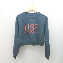 ◇ MAISON No.8 クルーネック ショート丈 フロントプリント 長袖 トレーナー サイズF ネイビー レディース E  【1308290019450】のサムネイル
