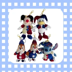 ディズニー【ミッキー＆ドナルド＆チップ＆デール＆スティッチ】 ぬいぐるみキーホルダー・キーチェーン PIERROT COSTUME