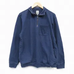 L/古着 ギャップ GAP 長袖 ハーフジップ スウェット メンズ 無地 コットン 紺 25nov14