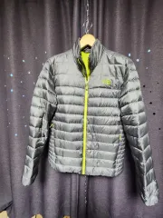 THE NORTH FACE ザノースフェイス メンズ ダウン グレー/蛍光色-M