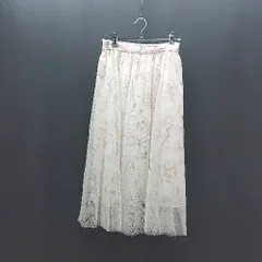 ◇ Allamanda ウエストゴム シアーレース 花柄 ロング丈 フレア スカート サイズ38 ピンクベージュ レディース E  【1308290028148】