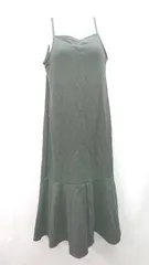 ◇ rienda パット入り ストレッチ ポケット スリット ノースリーブ ロング丈 ワンピース サイズF ブラック レディース E  【1308290029886】