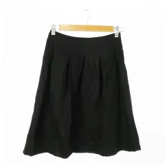 ナチュラルビューティーベーシック NATURAL BEAUTY BASIC スカート フレア タック ひざ丈 ウール シンプル S 黒 ブラック /AO24