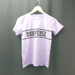 ◇ CONVERSE コンバース クルーネック プリント 薄手 ストレッチ ナイロン 半袖 Tシャツ サイズ160 パープル レディース E 【1308290029039】