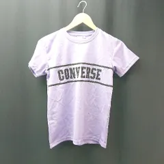 ◇ CONVERSE コンバース クルーネック プリント 薄手 ストレッチ ナイロン 半袖 Tシャツ サイズ160 パープル レディース E  【1308290029039】