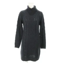 オリーブデオリーブ OLIVE des OLIVE ワンピース ニット ミニ オフタートルネック 長袖 ケーブル編み 紺 ネイビー /AO6