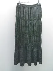 ◇ apart by lowrys ウエストゴム ドット柄 切り返し ギャザー ロング丈 フレア スカート サイズF ブラック レディース E  【1308290028612】