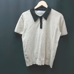 ◇ Chaco closet シンプル ネックボタン 半袖 ポロシャツ カットソー サイズF オフホワイト/ブラック レディース E  【1308290031087】